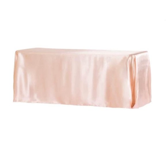 Blush / Rose Gold Satin Rectangle 90"x132" Tablecloth Wedding Dining Linen - Picture 2 of 2